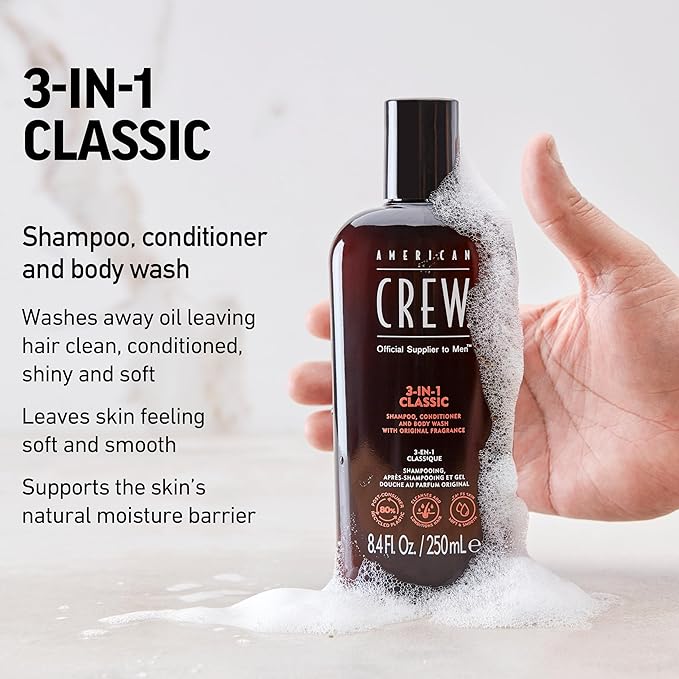 American Crew 3-in-1 Shampoo & Body Wash, Classic, 8.4 fl oz