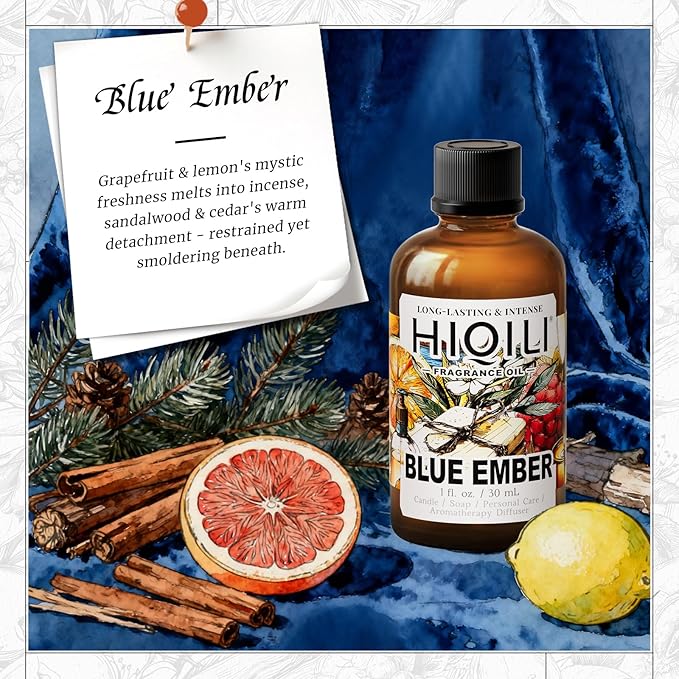 HIQILI Blue Ember Fragrance Oil for Candle Making - 1 Fl Oz