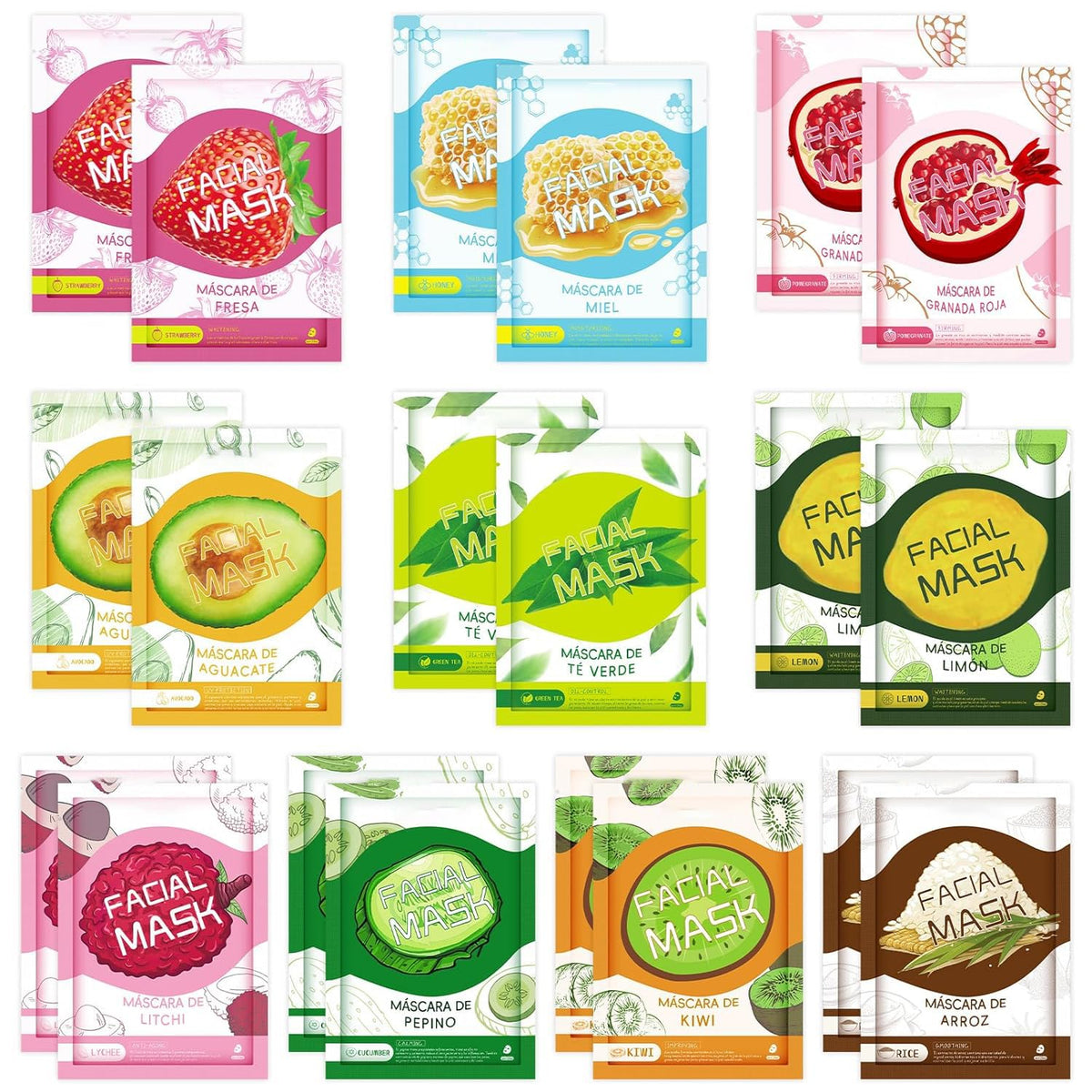 GUOYAOLIFU 20 Sheets Face Masks Skincare, Hydrating Face Masks Suitable for Sensitive Skin, Bulk Facial Mask for Women Skin Care, Soothe Face Mask for Spa