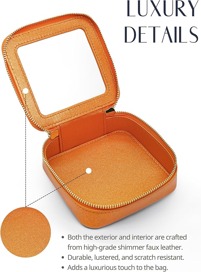 Popvibe Clear Makeup Bag with Zipper Small Travel Cosmetic Case Orange Mini Pouch for Purse Accessories Car Storgae Essentials Bag Purse Pouch Organizer Compact Small Clear Toiletry Bag for Traveling