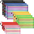 Sinzip 12 Pieces Zipper Nylon Mesh Pouch, Mesh Cosmetic Bags Makeup Bags Pencil Case, Multipurpose Travel Bags for Cosmetic School Office Supplies and Travel Accessories (Multicolor A, Assorted Sizes)