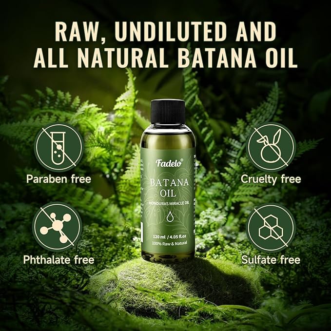 Fadelo Batana Oil - Dr Sebi Organic Oil for Hair Growth, 100% Raw Pure Natural from Honduras, Deeply Nourishing Scalp for Thicker & Stronger Hair, 4.05 fl oz