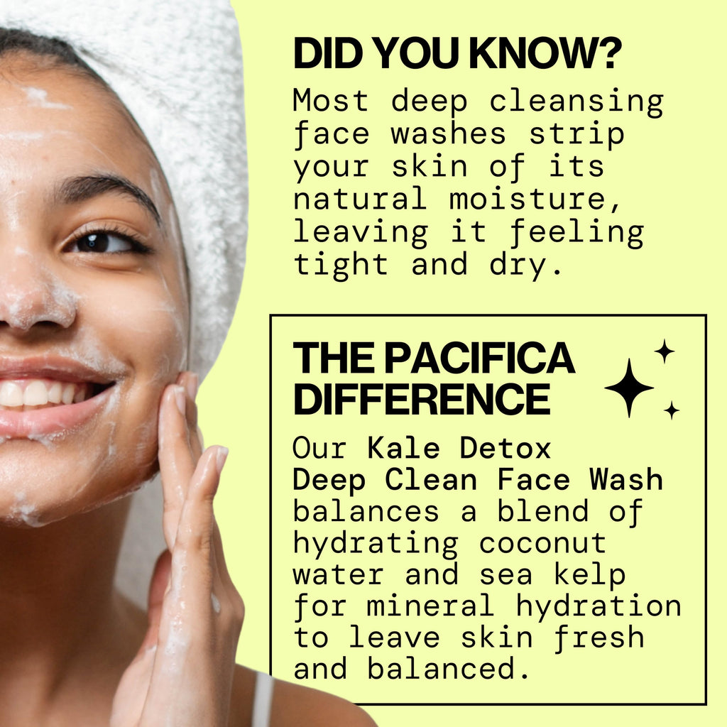Pacifica Kale Detox Face Wash for Oily & Acne-Prone Skin, Deep Cleansing Facial Cleanser & Makeup Remover with Super Greens Kale, Seaweed & Clay, 5 fl oz –Clean Beauty, Vegan & Cruelty-Free