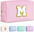 TOPEAST Initial Makeup Bag, Birthday Gifts for Women Girls, Pink M