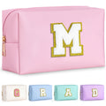 TOPEAST Initial Makeup Bag, Birthday Gifts for Women Girls, Pink M