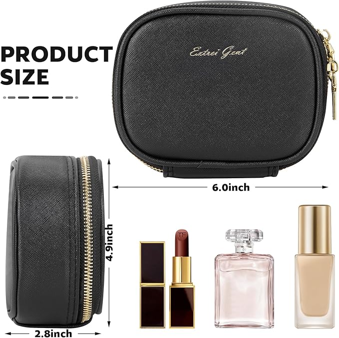 Mini Makeup Bag with Led Mirror, Small Travel Make up Bag 3 Light Modes Adjustable Brightness, for Women Organizer Cosmetic Bag, Portable Travel Train Toiletry Bag, for Pool Parties Work Touch-Ups