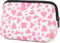 AJLTPA Waterproof Neoprene Cosmetic Bag, Pink Cow Print