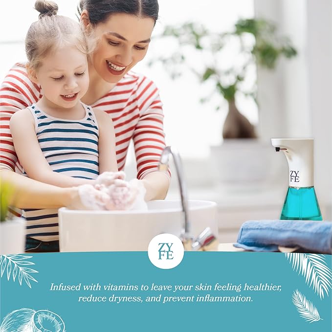 ZYFE Foaming Hand Soap Refills – 64oz Foam Soap Refill Bottle, Natural Moisturizing Handwash with Essential Oils, Biodegradable Liquid Cleanser, Eco Friendly Bottle