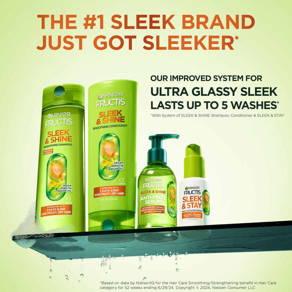 Garnier Fructis Sleek & Shine Shampoo, Conditioner + Leave-In Conditioner