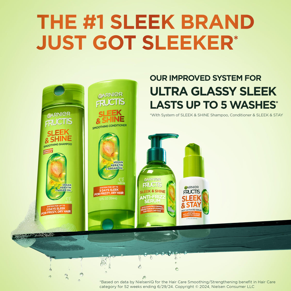 Garnier Fructis Sleek & Shine Shampoo, Conditioner + Leave-In Conditioner