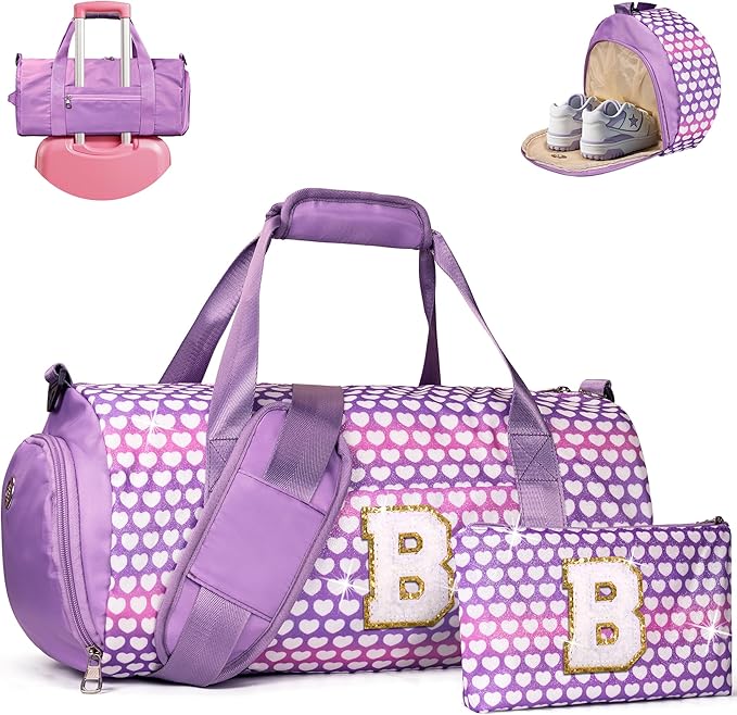 Vogewood Trendy Stuff for Tween Girl, Kid Initial Glitter Dance Duffle Bag