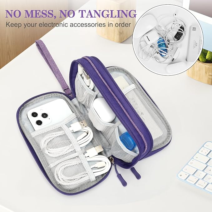 FYY Electronic Organizer, Travel Tech Pouch Bag Cable Organizer Dark Purple