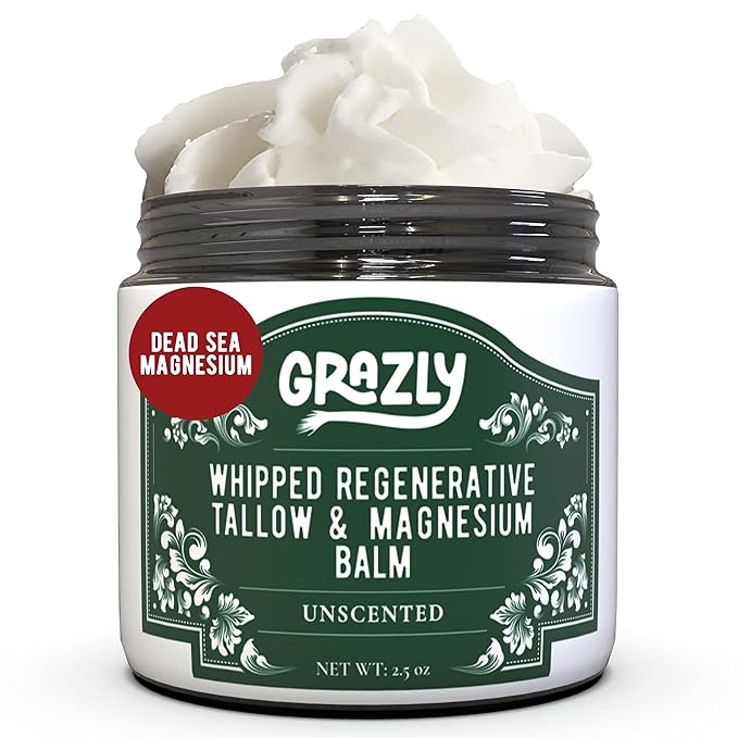 Grazly Whipped Beef Tallow for Skin - Unscented, 2.5 oz