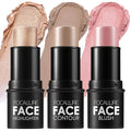 FOCALLURE 3PCS Cream Contour Stick - Highlighter Bronzer Blush Set for Face Sculpting, Non-Greasy Longwear Makeup, Easy to Blend with Natural Matte Finish,SET 3