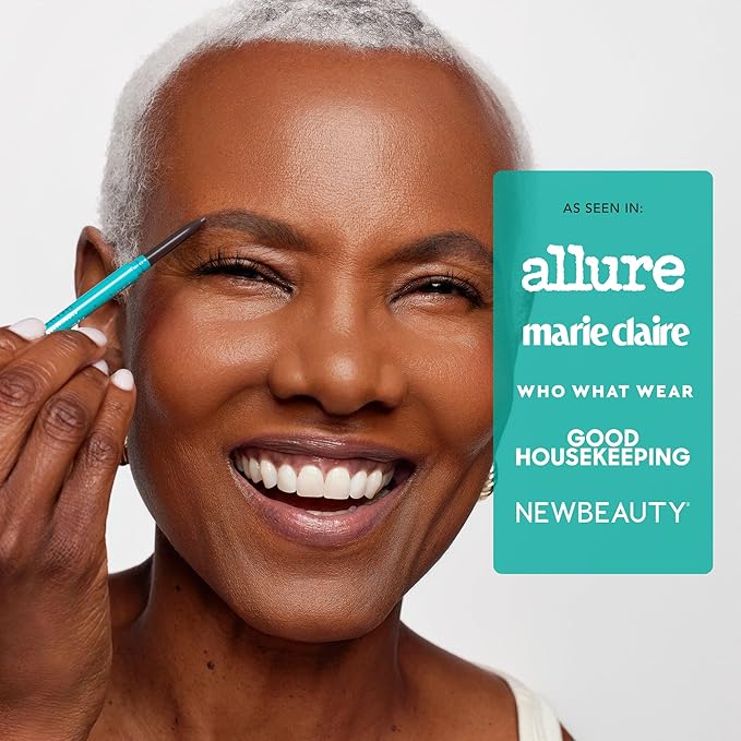 Thrive Causemetics Infinity Waterproof Eyebrow Pencil, Retractable Brow Pencil with Hyaluronic Acid & Shea Butter, Dual Ended Eyebrow Brush Spoolie, Fine Tip, Vegan & Cruelty Free, Nan (Charcoal)