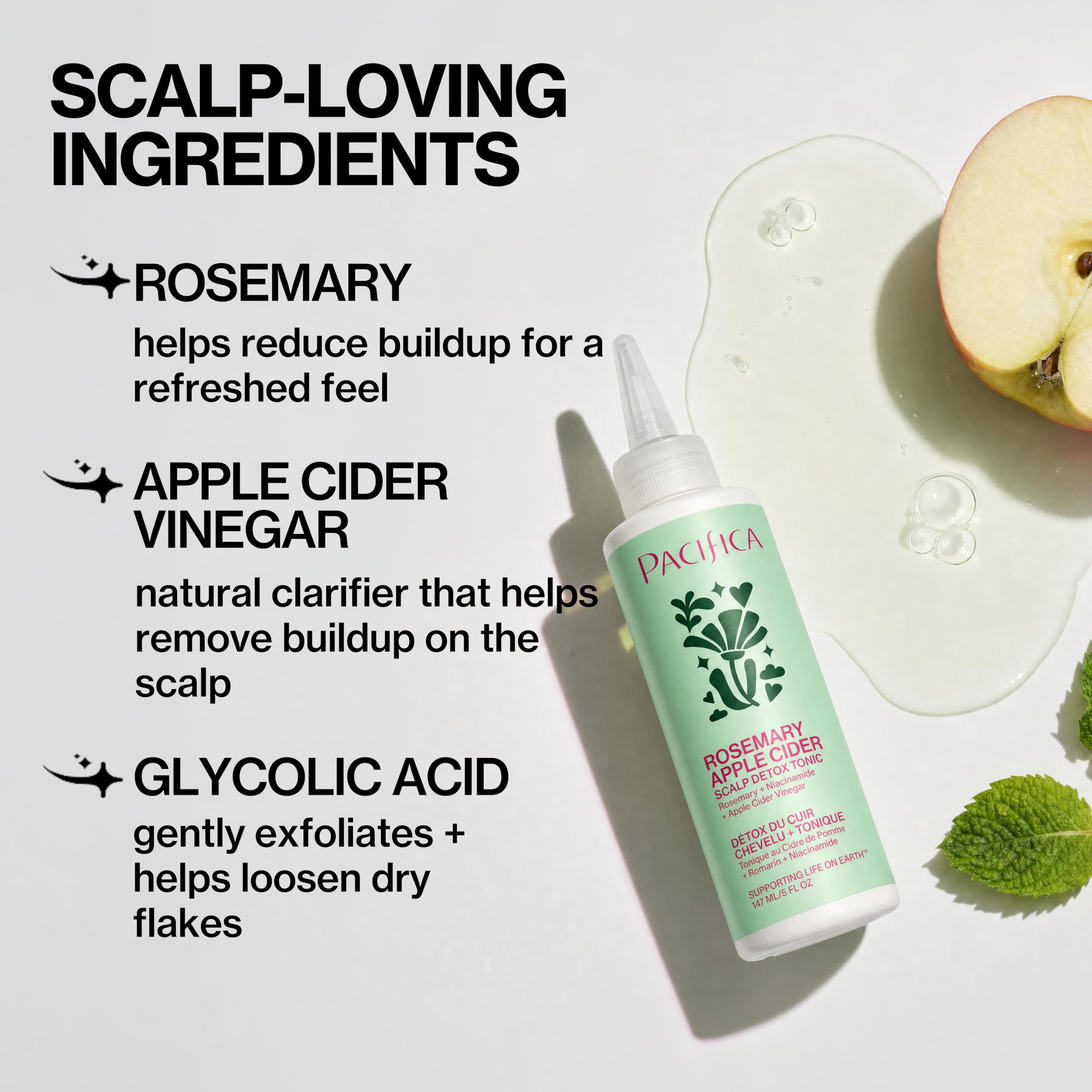 Pacifica Scalp Detox Tonic – Scalp Exfoliator with Glycolic & Salicylic Acid for Clarifying Build Up & Purifying – Infused with Rosemary to Support an Itchy, Dry Head – Vegan & Cruelty-Free – 5 oz