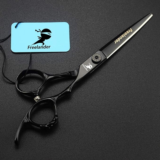 ROCOCO 6.0 Inch Hand Sharpened Hair Cutting Shears Set with Case - Black