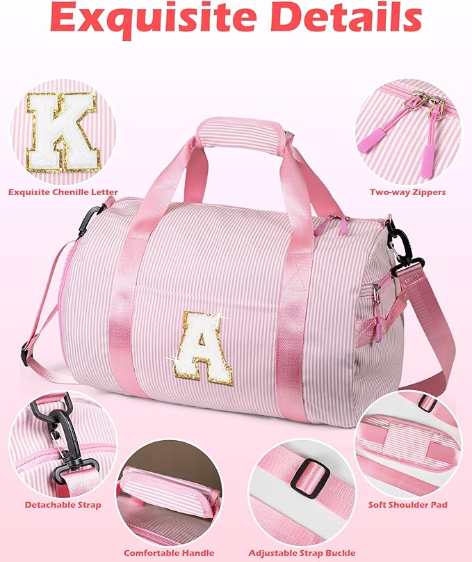 Vogewood Gifts for Teenage Girl, Girls Travel Duffle Bag, Kids Initial Bag