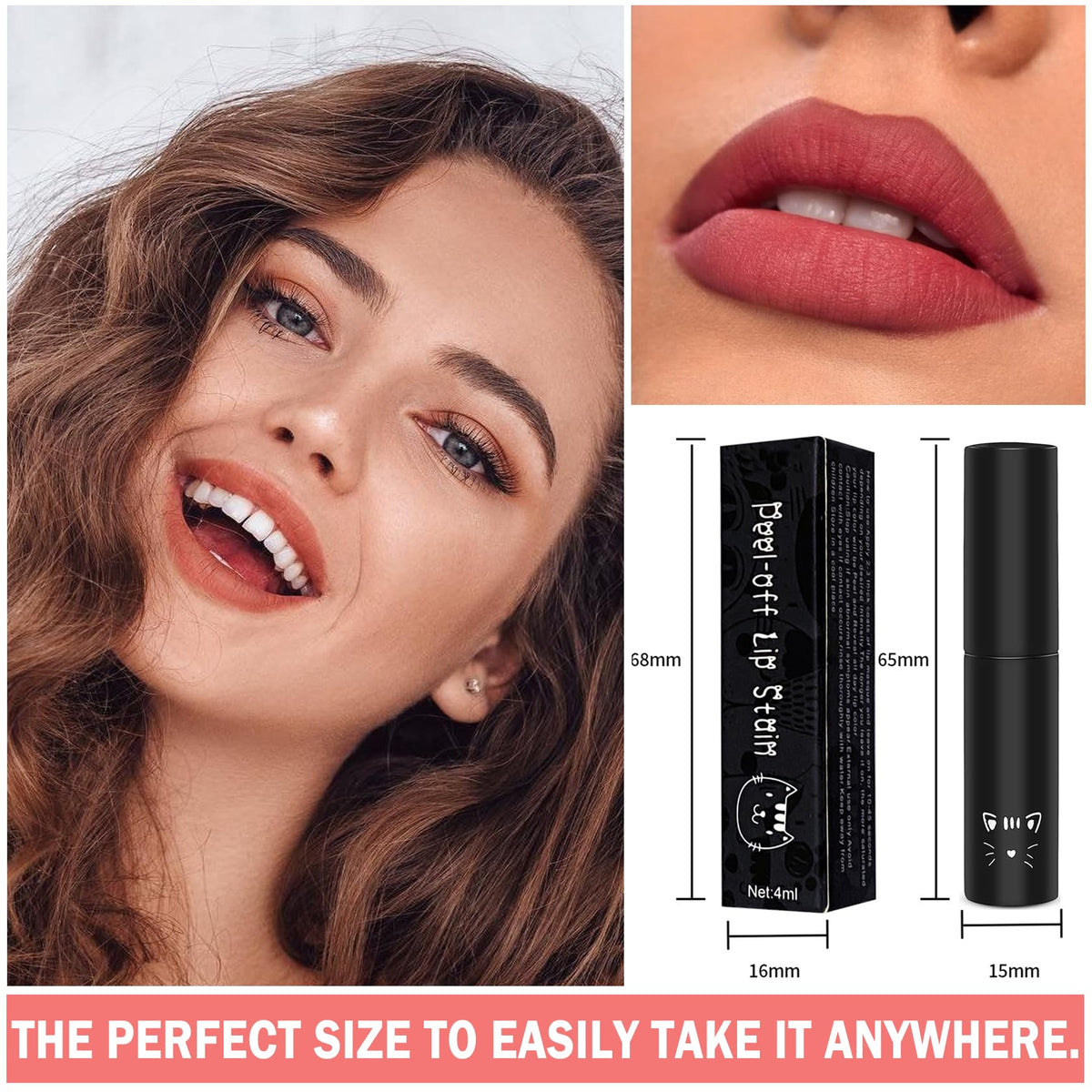 QIUFSSE Peel Off Lip Stain Lip Tint Matte Liquid Lipstick - 01
