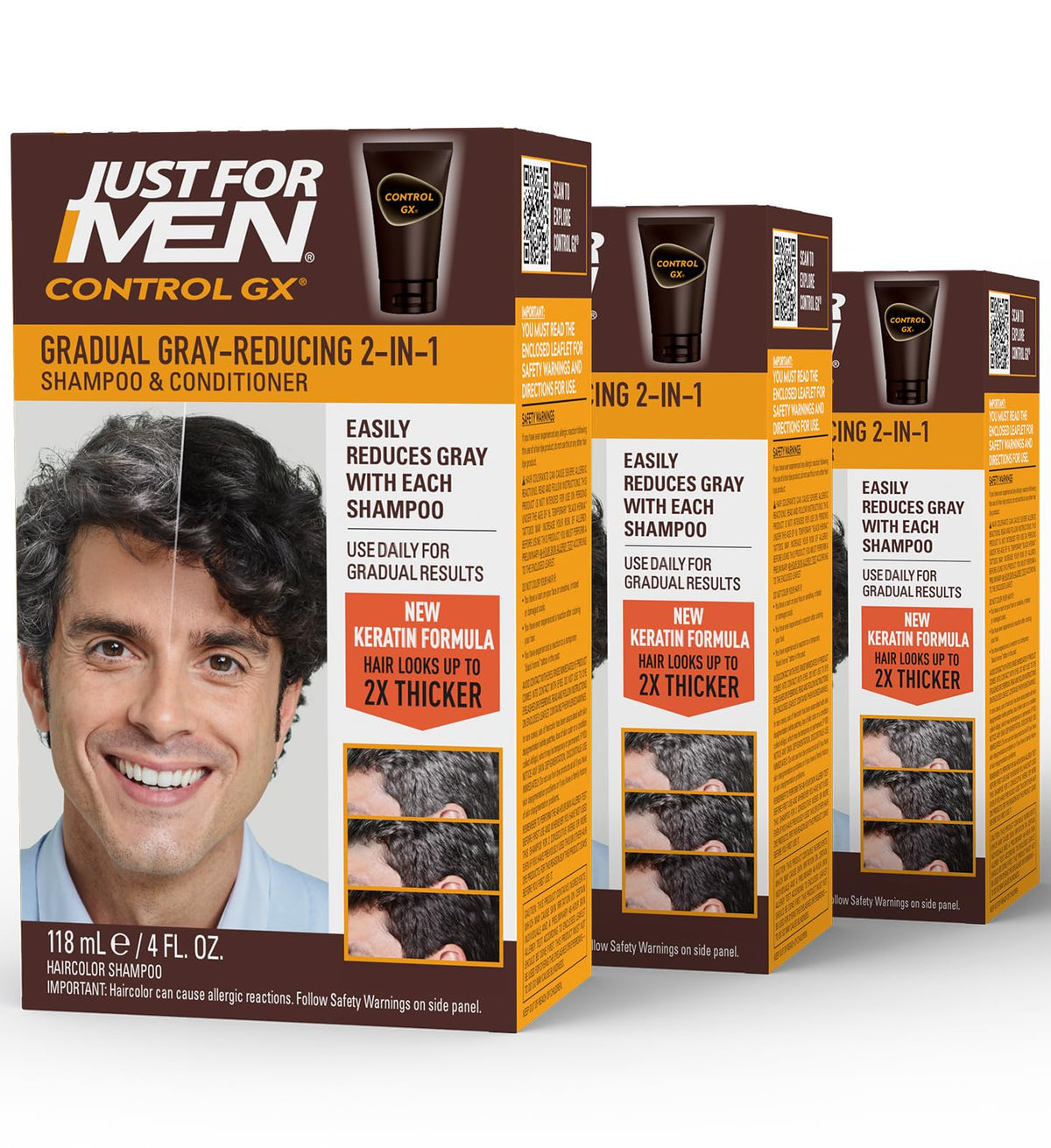 Just for Men Control GX 2-in-1 Shampoo & Conditioner, 4 Fl Oz (1 Pack)