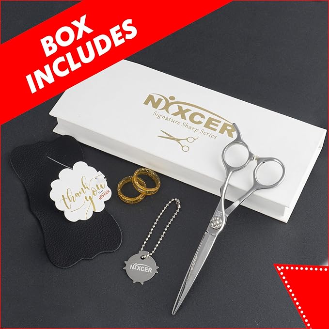 Nixcer Professional Series Hair Cutting Scissors, 6.25" Arc Convex