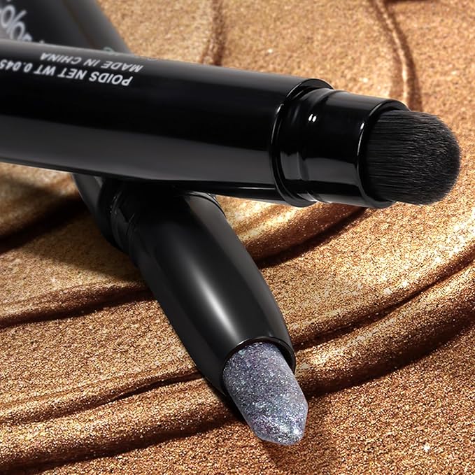 Color Mirror Cream Waterproof Hypoallergenic Eyeshadow Stick, long wear Metallic Glitter Matte Eye Shadow Pencil With Makeup Brush, Eye Brightener, 51 Diamond Metallic
