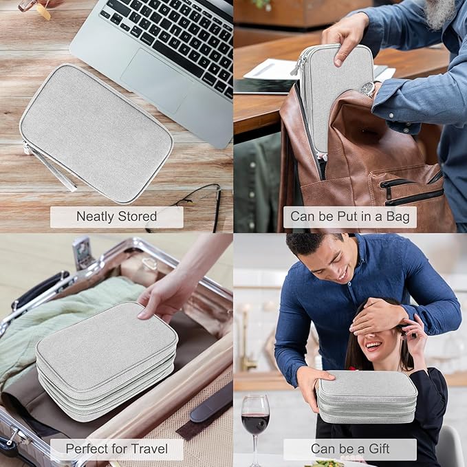 FYY Electronic Organizer, Travel Tech Pouch Bag, Large, Grey