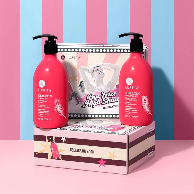Luseta Keratin Shampoo & Conditioner Set for Damaged Hair, Smooth Care