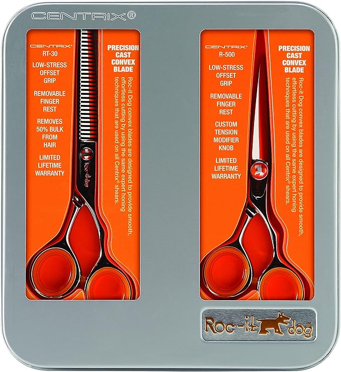 Cricket Centrix Roc-It Dog 5" Hair Cutting Shears & 30T Thinning Scissors