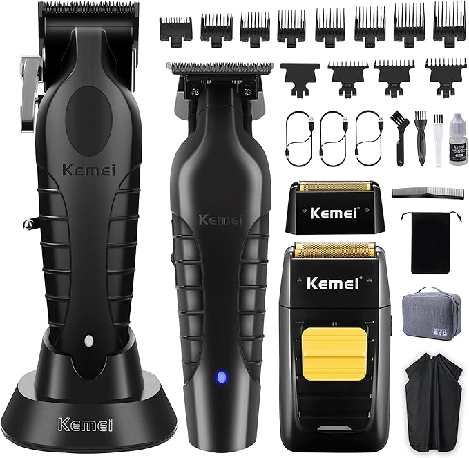 KEMEI Professional Hair Clippers and Trimmers Set Cordless Barber Clippers