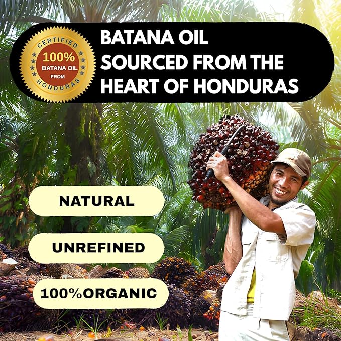Allure Works 100% Unrefined Raw Batana Oil for Hair Growth Dr. Sebi, Organic from Honduras - Botana Oil Promotes Hair Growth, Thickness, and Prevents Hair Loss, Suitable for Men and Women. 4.05 oz