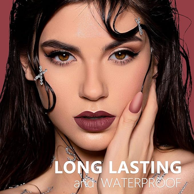 HANLADY Dark Purple Lipstick Long Lasting Lipsticks for Women Smudgeproof