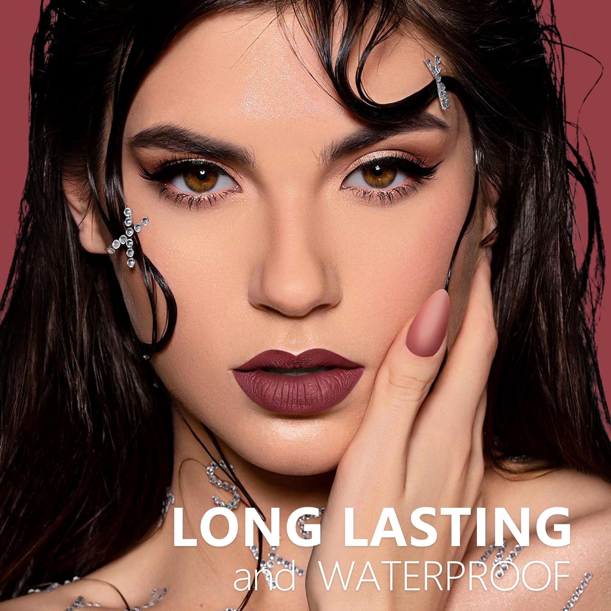 HANLADY Dark Purple Lipstick Long Lasting Lipsticks for Women Smudgeproof