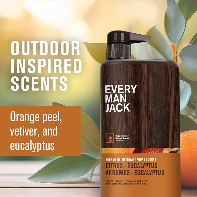 Every Man Jack Hydrating Body Wash for Men, Citrus Eucalyptus, 2pk