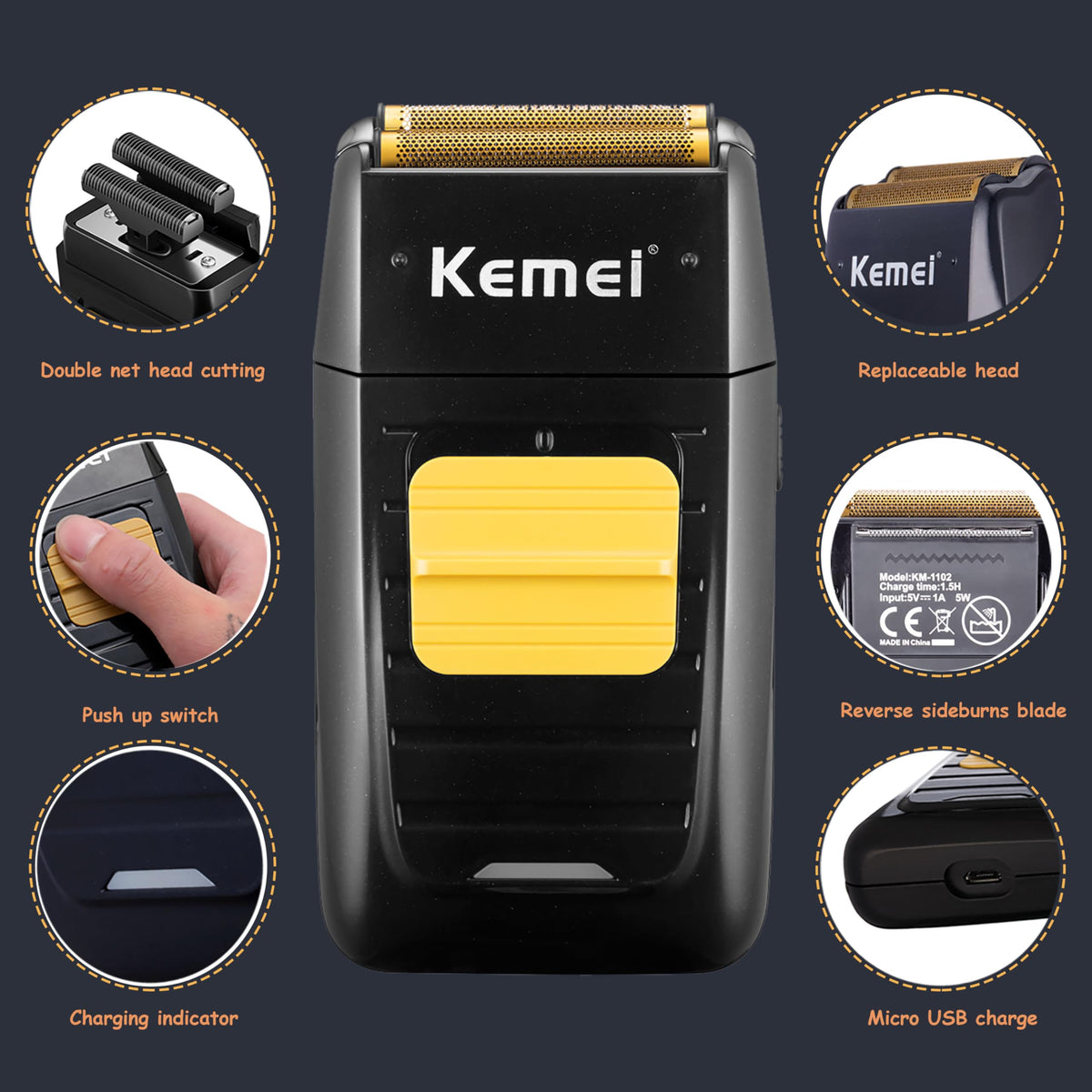 KEMEI Professional Hair Clippers and Trimmers Set Cordless Barber Clippers