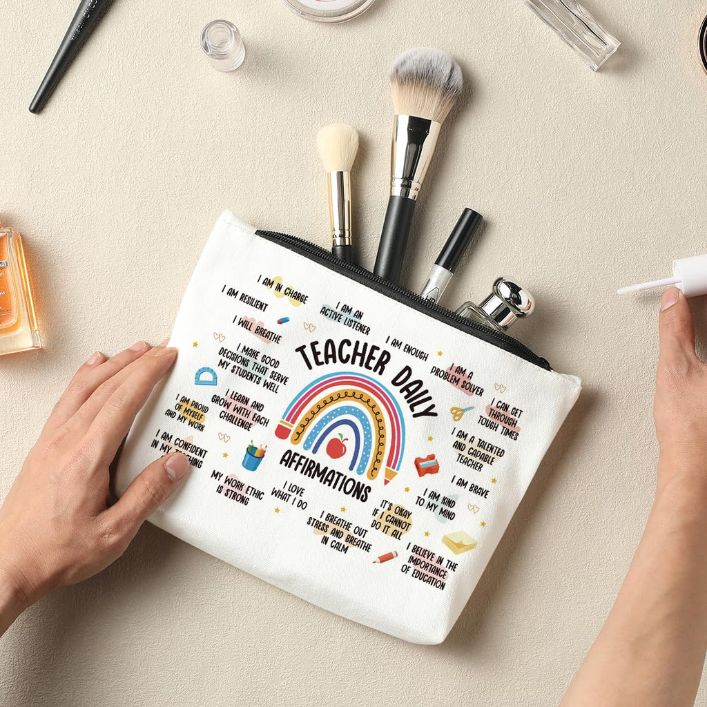 Rainbow Makeup Bag - Teacher & Mentor Gifts, Mental Health & Inspirational Gifts for Women, Positive Affirmations