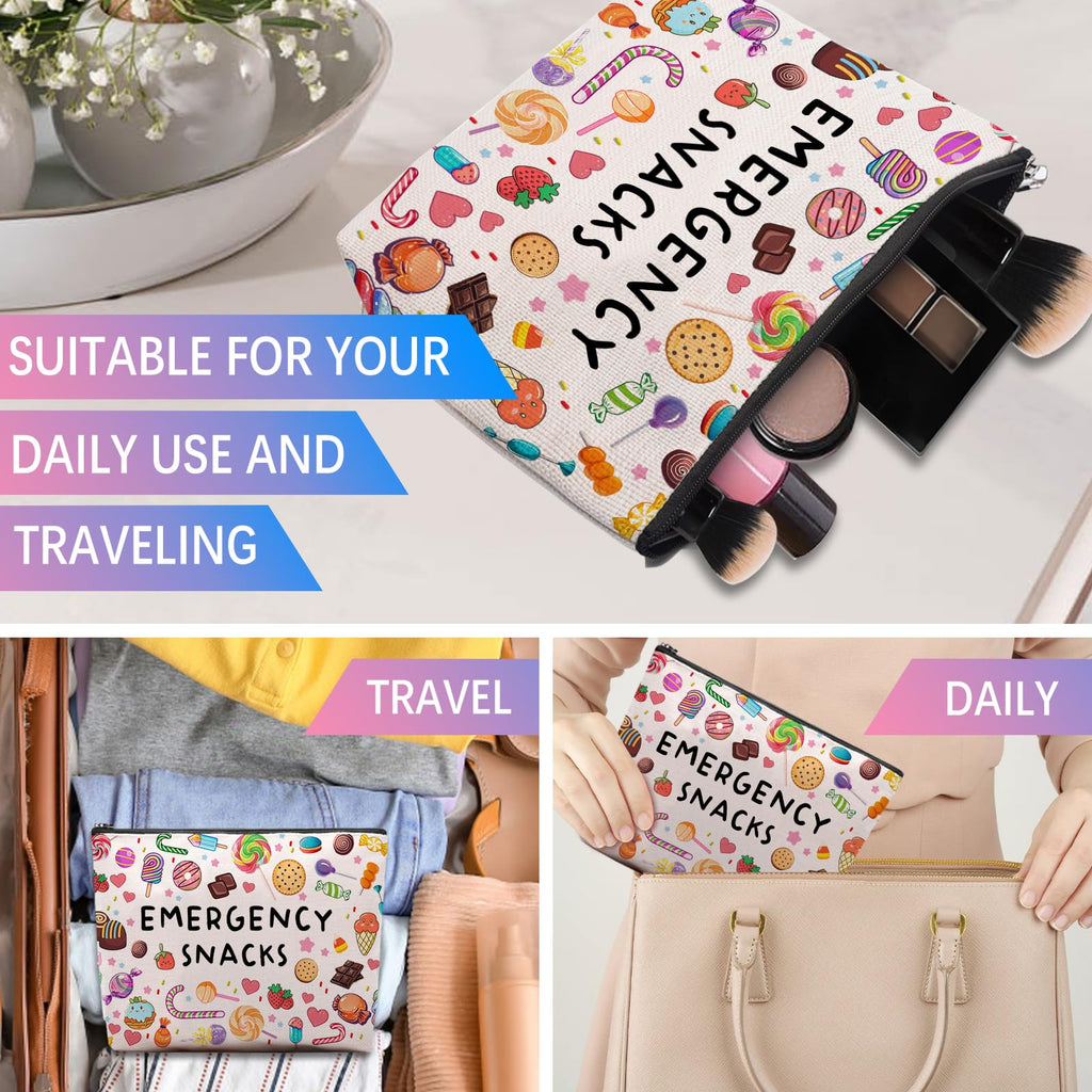 CEASQVAA Snack Bags, Emergency Food Bag Packing Cubes for Women Trip Gifts Favors Travel Bag Essentials, Emergency Snacks Gifts for Her Makeup Cosmetic Bag Pouch Purse
