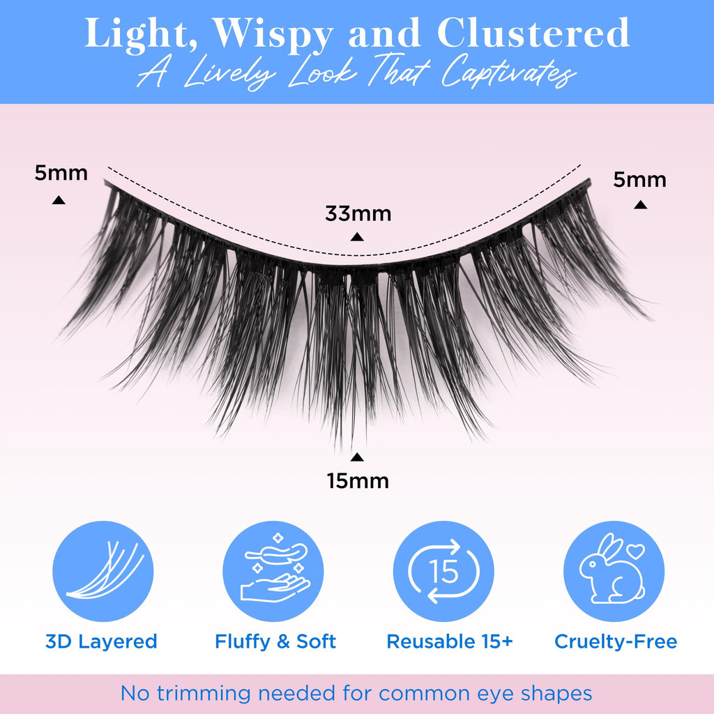 Lashes Natural Look False Eyelashes - Bepholan Fake Eyelashes 3D Super Fluffy False Lashes Black Band Wispy Lashes 3-Pack Faux Mink Lashes,XMZ21-3