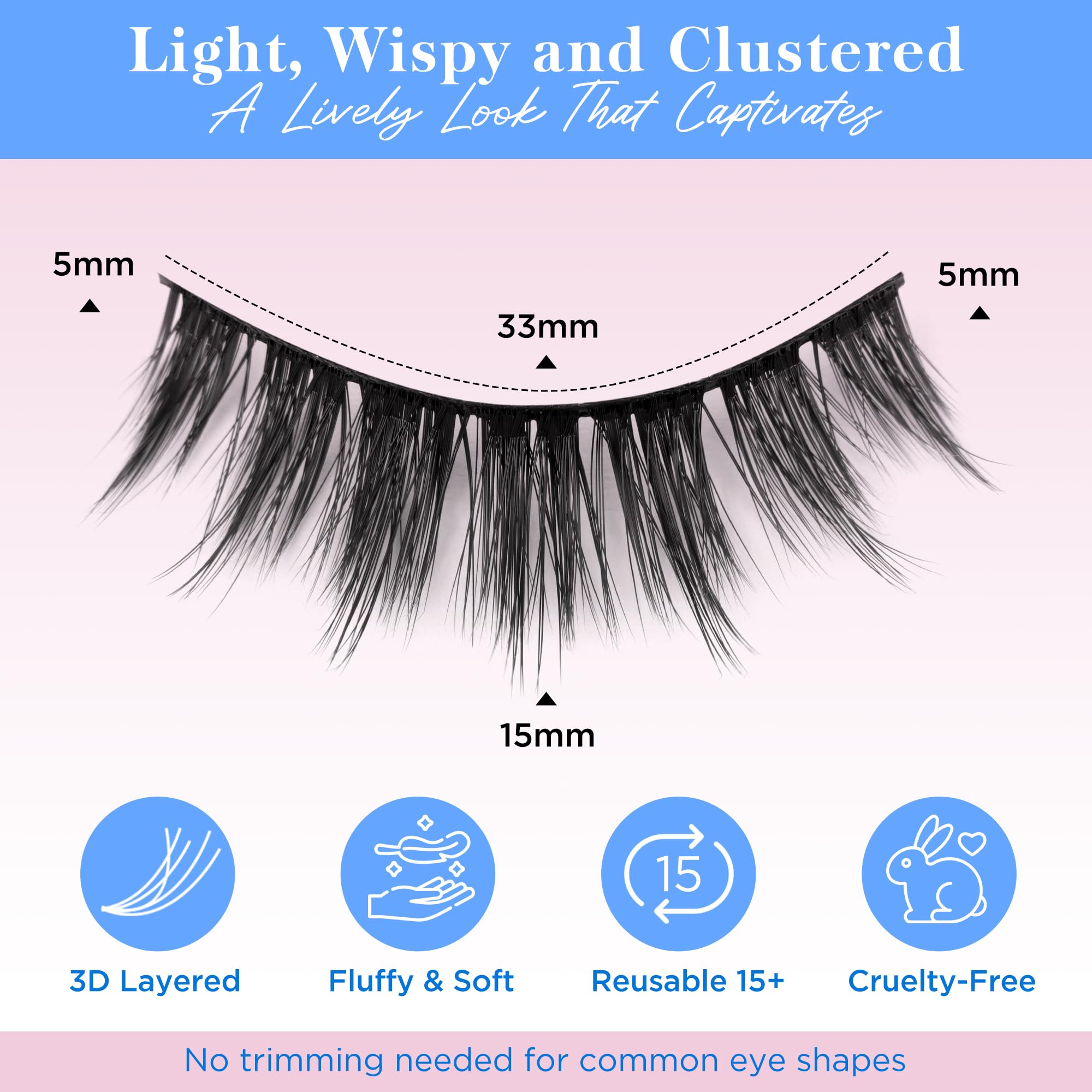 Lashes Natural Look False Eyelashes - Bepholan Fake Eyelashes 3D Super Fluffy False Lashes Black Band Wispy Lashes 3-Pack Faux Mink Lashes,XMZ21-3