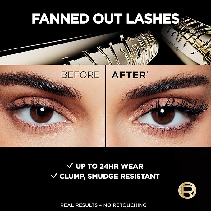L'Oreal Paris Voluminous Panorama Mascara, Volumizing and Lengthening Mascara, Waterproof Longwear and Smudge Resistant Make Up, Black, 0.31 Fl Oz