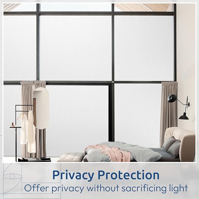 rabbitgoo Frosted Glass Window Privacy Film, No Glue, White, 29.5" x 157.4"