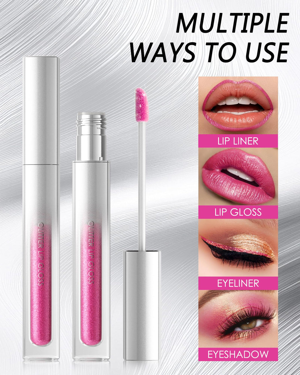 Glitter Sheer Plum Lip Gloss, Matte Metallic Shimmer Non-Stick Lip Gloss,Long-Lasting Waterproof Smudge Proof Liquid Lipstick Lipgloss,Sparkle Diamond Lip Tint Stain, Makeup Gift for Women Girl-08