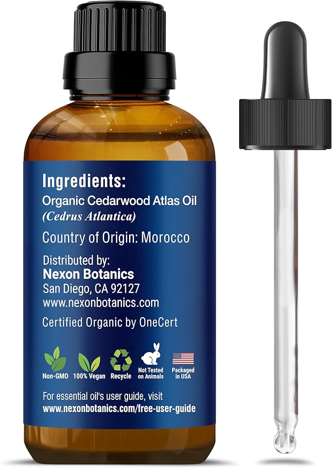 Organic Cedarwood Essential Oil 30 ml - 100% Pure & Natural - Hexane Free
