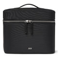 July Vanity Cosmetic Case - Stylish Travel Makeup Bag for Women with Removable Wet Pouch, Upright Bottle Design, Clear Top Pocket, Leather Handle, Travel Essentials, Toiletry Organizer - Black