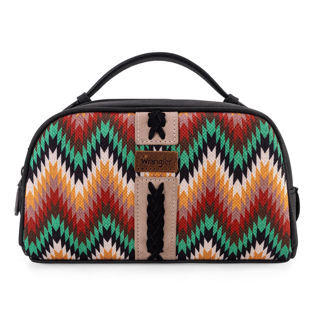 Montana West Wrangler Makeup Bag for Women Small Cosmetic Toiletry Bags Western Make Up Pouch Durable Cute Travel Purse,Black