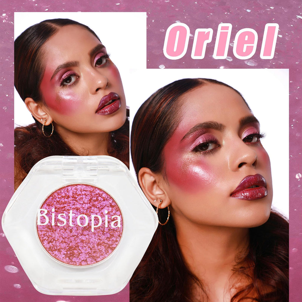 Bistopia Holographic Glitter Single Eyeshadow, Pearlescent Shimmer Metallic Cream Powder Eye Makeup, Blendable Long Lasting Waterproof, Multi-Use Face Highlighter, 2g (Oriel)