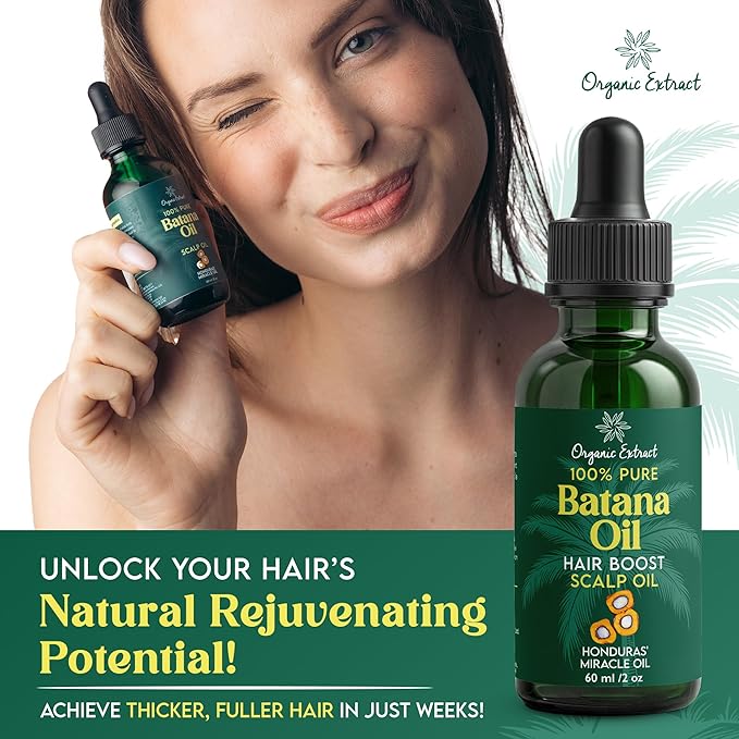 Organic Extract Batana Oil for Hair & Scalp – 2 fl oz / 60ml – Deep Hydration & Frizz Control – Pure & Natural Moisturizing – Lightweight, Nourishing Oil for All Hair Types – For Men & Women
