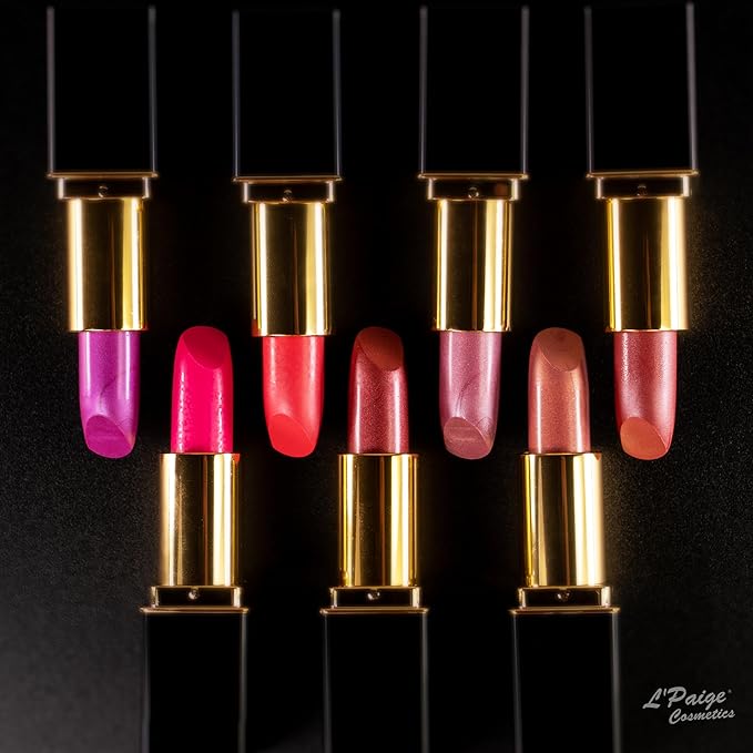 L'Paige Champagne Lipstick | Soft Rose Nude Satin Lip Color | Aloe Vera Moisturizing Formula | Long-Lasting Pearlescent Glow Finish | Shade L38