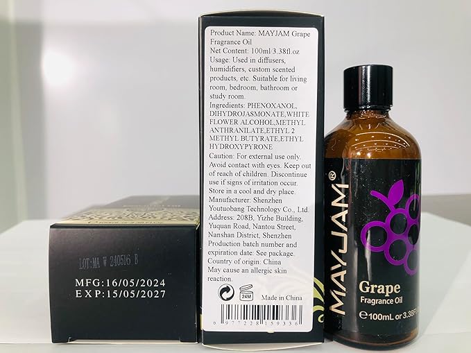 MAYJAM Grape Fragrance Oil for Diffusers for Home, 3.38FL.OZ