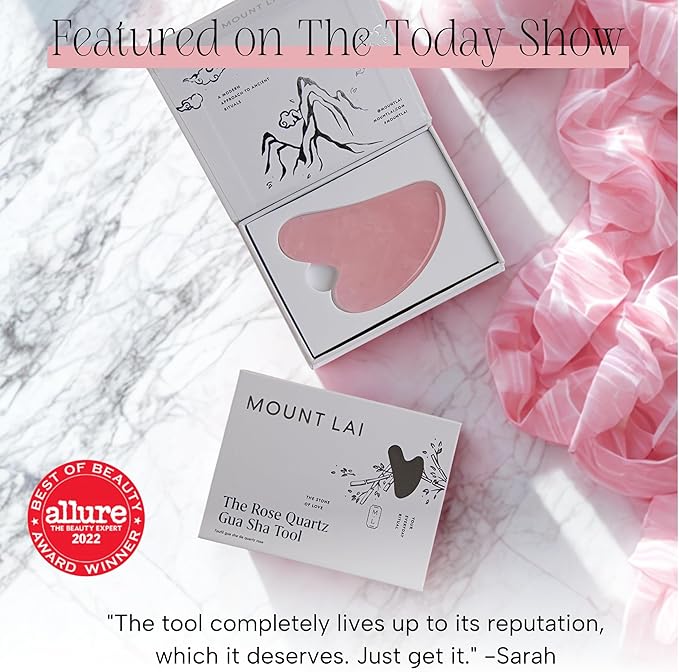 Mount Lai - The Rose Quartz Gua Sha Facial Lifting Tool | Face Sculpting Tool for Skin Care | Guasha Tool for Face and Body | Facial Massage Tools to Relieve Muscle Tension and Reduce Puffiness